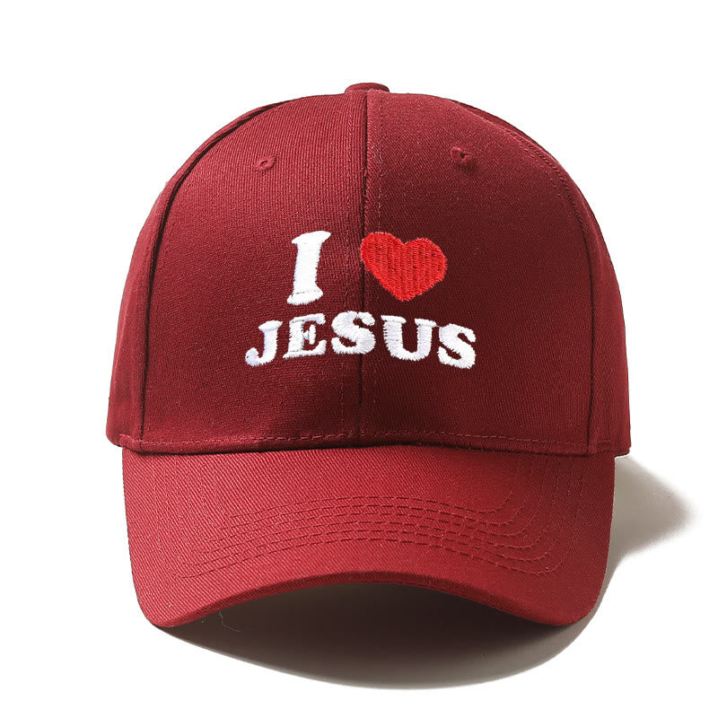 Christianartworkshop Ich liebe Jesus Herzbuchstaben-Stickerei verstellbare Baseballkappe - Burgund - image 8