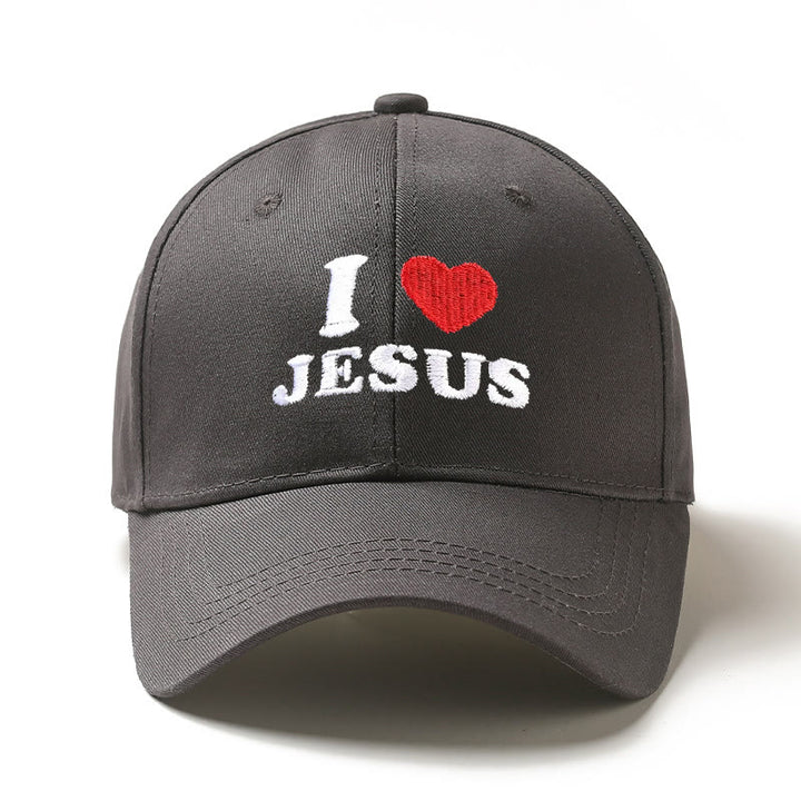 Christianartworkshop Ich liebe Jesus Herzbuchstaben-Stickerei verstellbare Baseballkappe - Grau - image 12