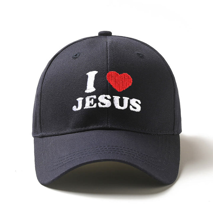 Christianartworkshop Ich liebe Jesus Herzbuchstaben-Stickerei verstellbare Baseballkappe - Marineblau - image 6