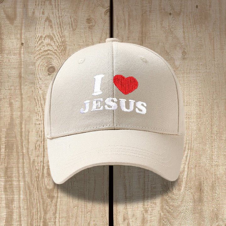 Christianartworkshop Ich liebe Jesus Herzbuchstaben-Stickerei verstellbare Baseballkappe - image 3
