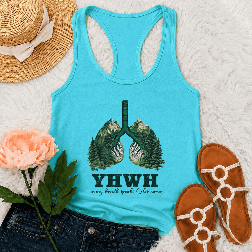 Christianartworkshop YHWH Jeder Atemzug spricht seinen Namen Racerback Tanktop - Minze - 2XL - image 12