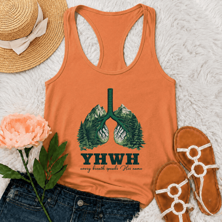 Christianartworkshop YHWH Jeder Atemzug spricht seinen Namen Racerback Tanktop - Orange - 2XL - image 27