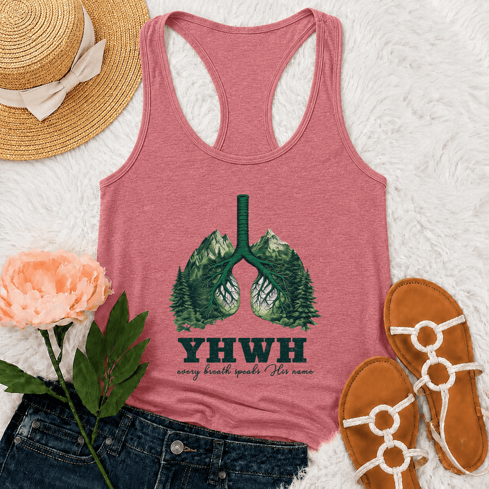 Christianartworkshop YHWH Jeder Atemzug spricht seinen Namen Racerback Tanktop - Rosa - 2XL - image 21