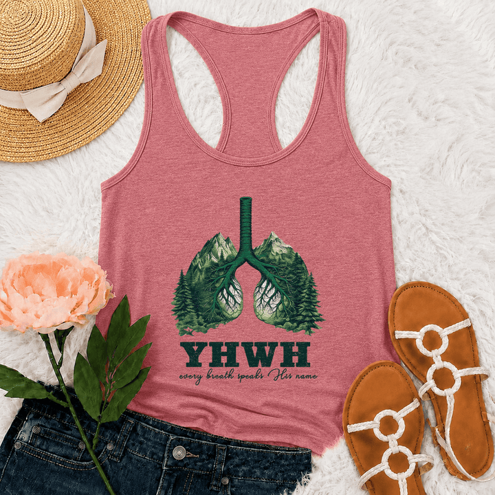 Christianartworkshop YHWH Jeder Atemzug spricht seinen Namen Racerback Tanktop - Rosa - 2XL - image 21