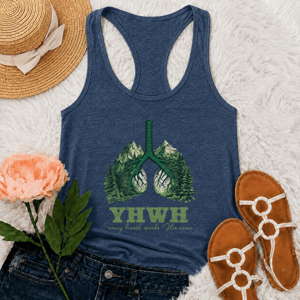 Christianartworkshop YHWH Jeder Atemzug spricht seinen Namen Racerback Tanktop - Marineblau - 2XL - image 15