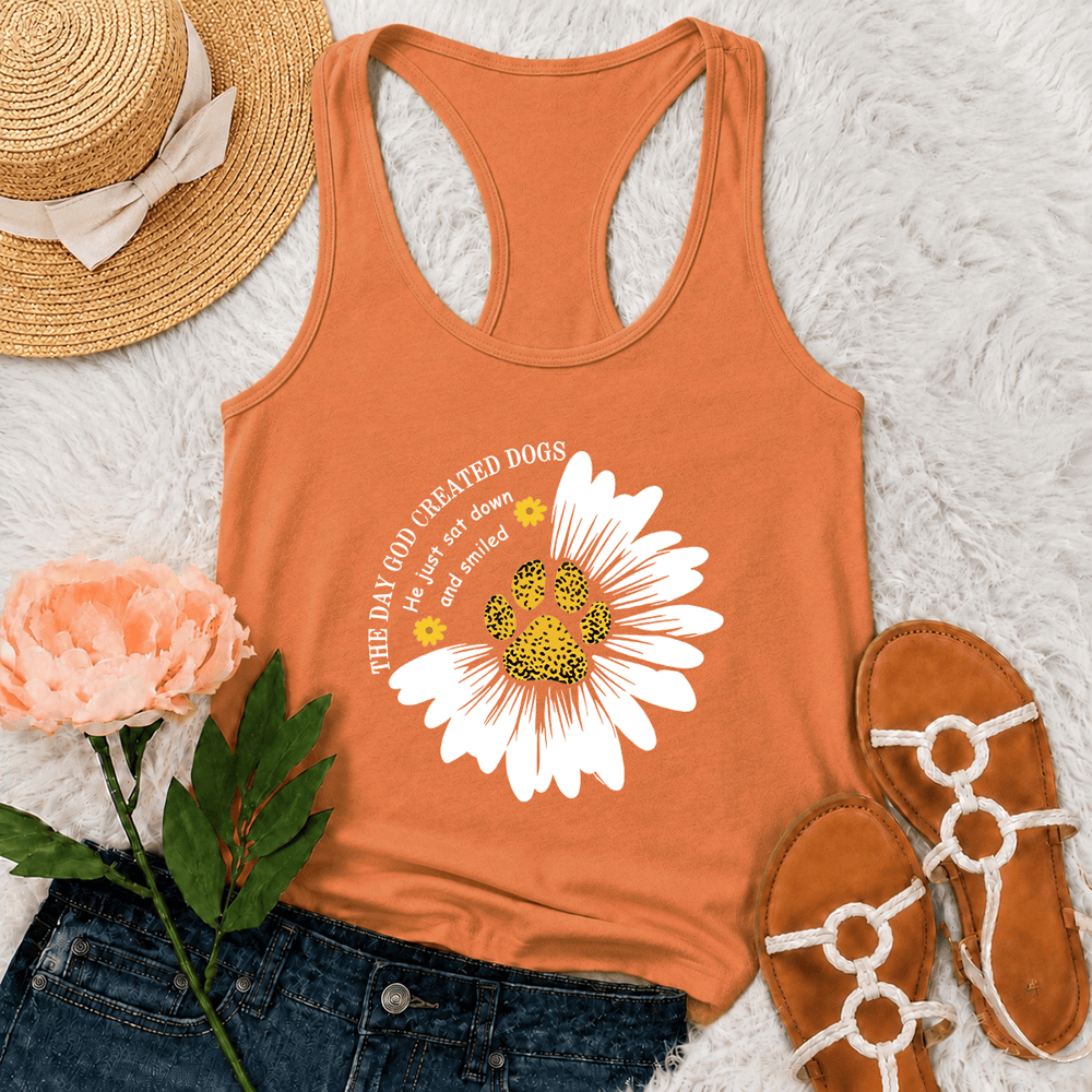 Christianartworkshop Das Tanktop mit dem Aufdruck „Der Tag, an dem Gott die Hunde erschuf“ - Orange - 2XL - image 0