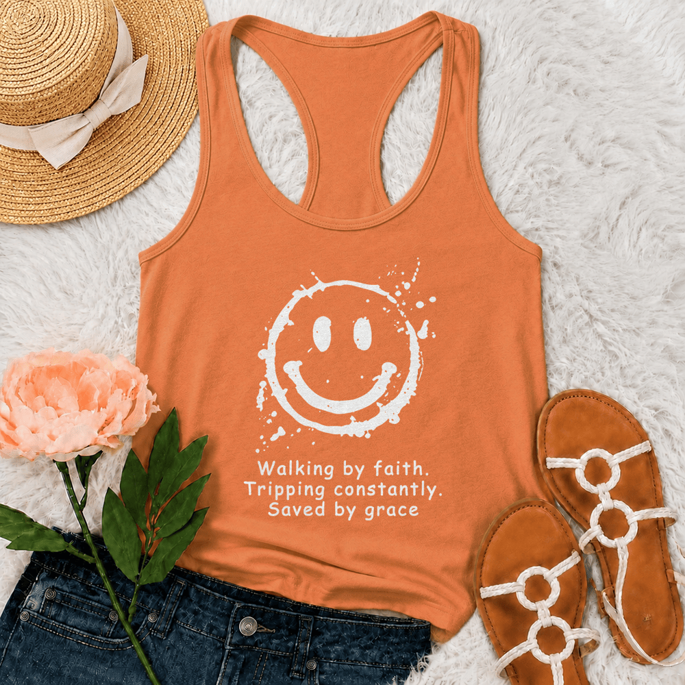 Christianartworkshop Im Glauben unterwegs, durch Gnade gerettet – Racerback-Tanktop - Orange - 2XL - image 27