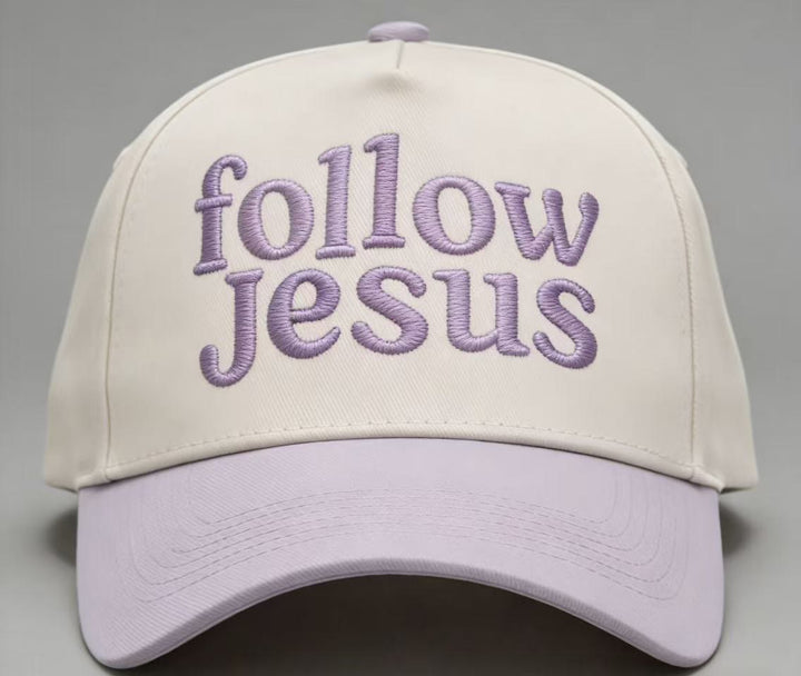 Christianartworkshop Zweifarbige Unisex-Baseballkappe mit gebogenem Schirm und Stickerei „Folge Jesus“. - Hellviolett - image 11