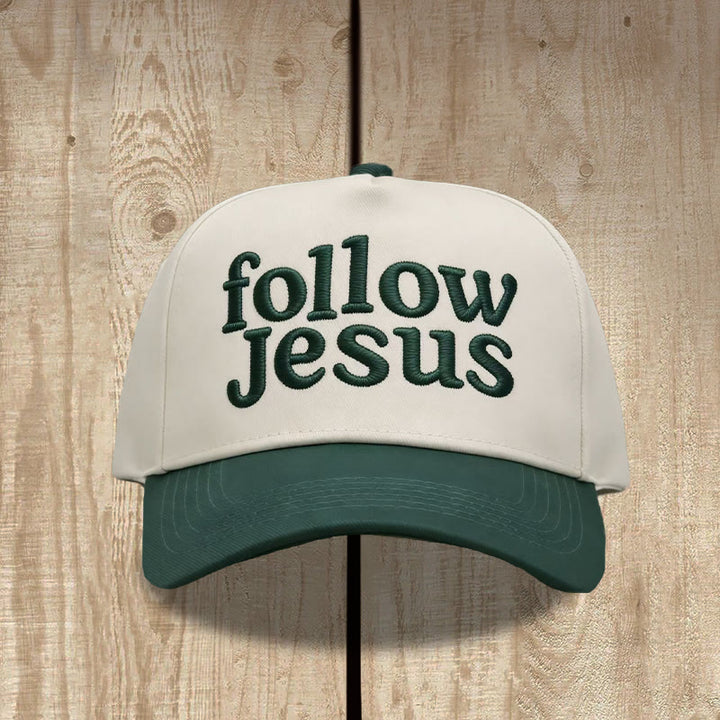 Christianartworkshop Zweifarbige Unisex-Baseballkappe mit gebogenem Schirm und Stickerei „Folge Jesus“. - image 7
