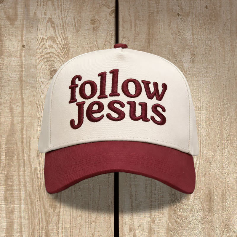 Christianartworkshop Zweifarbige Unisex-Baseballkappe mit gebogenem Schirm und Stickerei „Folge Jesus“. - image 3