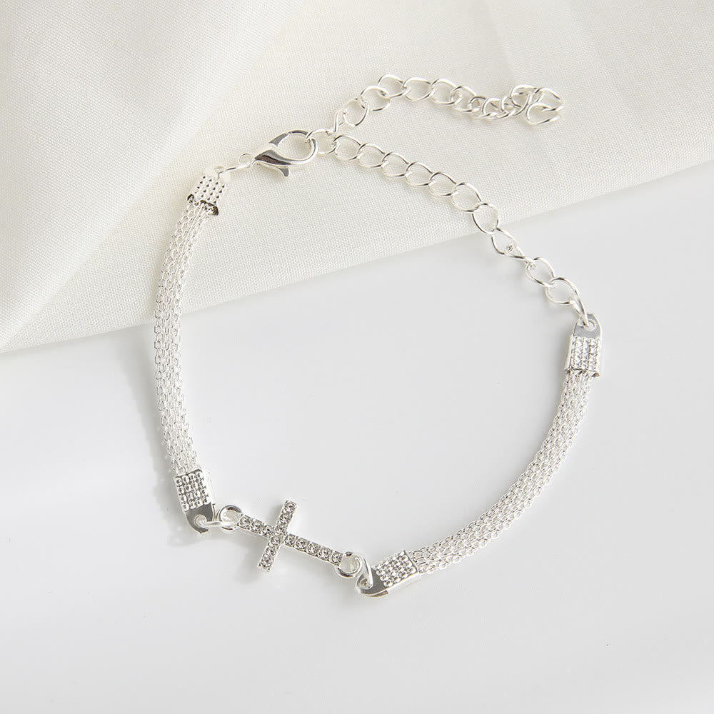 Christianartworkshop Zartes, gewebtes Netzarmband mit seitlich angeordnetem Kristallkreuz: Eine Erinnerung an die göttliche Barmherzigkeit während der stillen Meditation - image 2