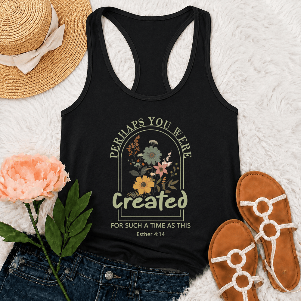 Christianartworkshop Wildblume Vielleicht wurdest du für eine Zeit wie diese Racerback-Tanktop-Figur geschaffen - Schwarz - 2XL - image 3