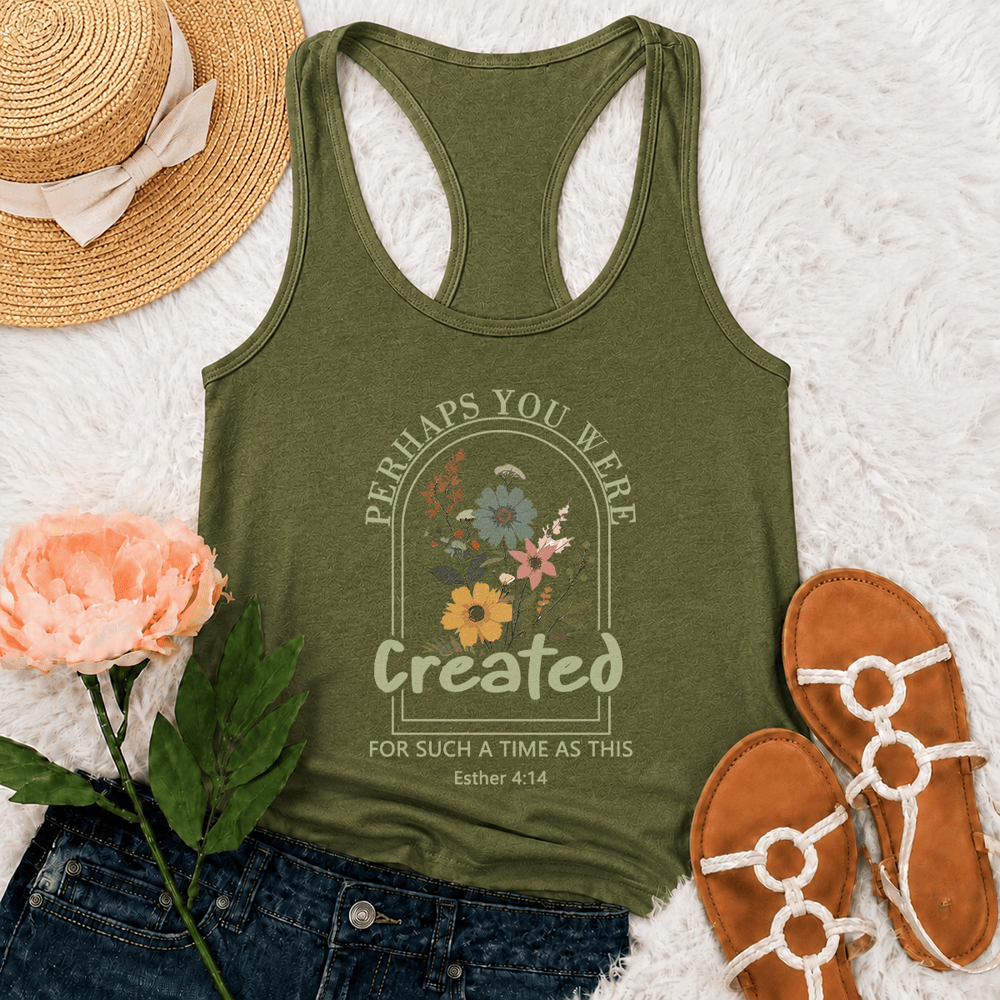 Christianartworkshop Wildflower Vielleicht wurdest du für eine solche Zeit wie dieses Racerback-Tanktop geschaffen - Armeegrün - 2XL - image 21