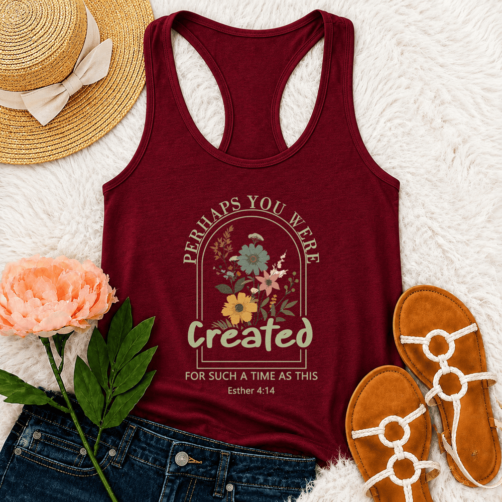 Christianartworkshop Wildflower Vielleicht wurdest du für eine solche Zeit wie dieses Racerback-Tanktop geschaffen - Wein - 2XL - image 24