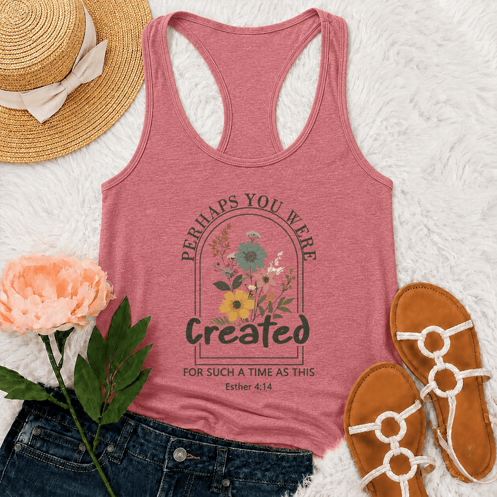 Christianartworkshop Wildflower Vielleicht wurdest du für eine solche Zeit wie dieses Racerback-Tanktop geschaffen - Rosa - 2XL - image 0