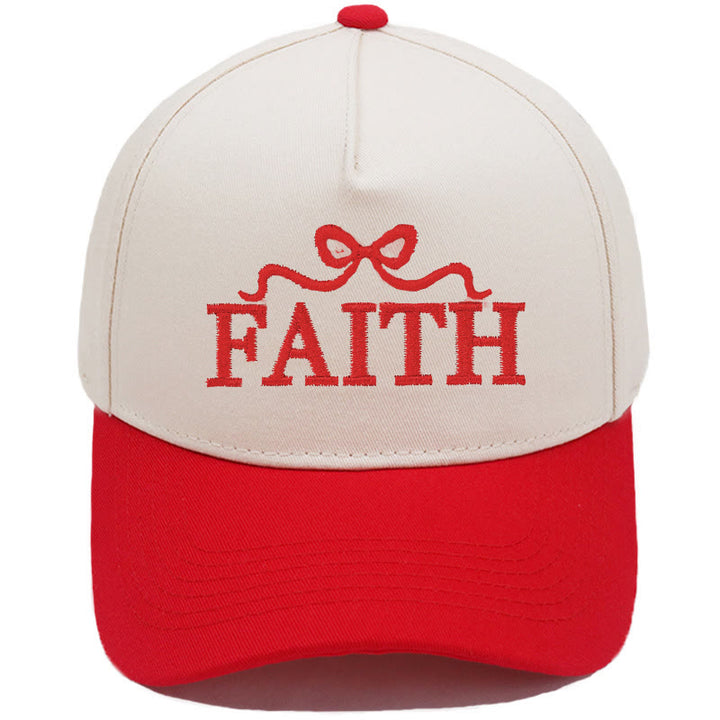 Christianartworkshop FAITH Baseballkappe mit Schleifenstickerei, verstellbarem Schirm und Camouflage-Muster - Rot - image 5