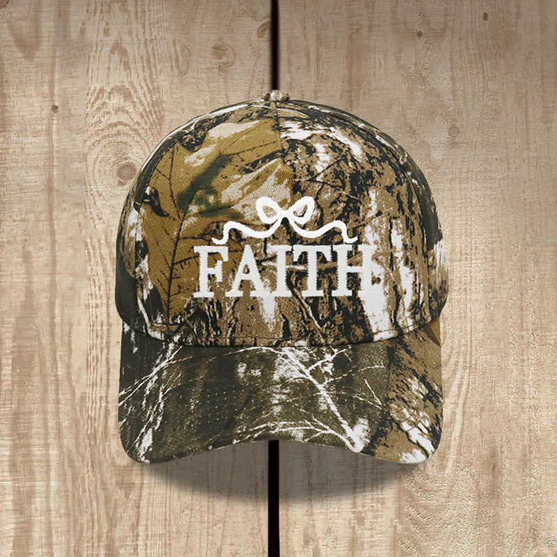Christianartworkshop FAITH Baseballkappe mit Schleifenstickerei, verstellbarem Schirm und Camouflage-Muster - image 22