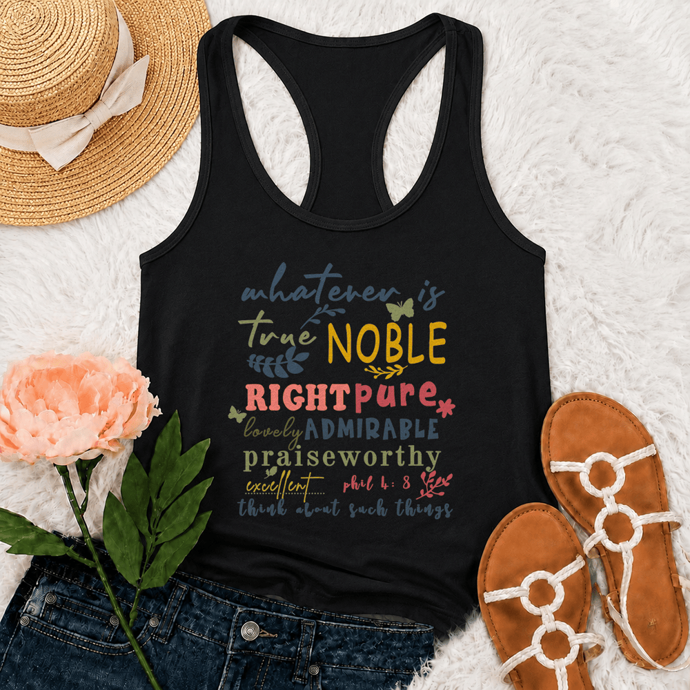 Christianartworkshop Buntes, handbeschriftetes Tanktop mit Racerback-Rücken und dem Aufdruck „Whatever Is True“. - Schwarz - 2XL - image 3