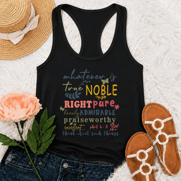 Christianartworkshop Buntes, handbeschriftetes Tanktop mit Racerback-Rücken und dem Aufdruck „Whatever Is True“. - Schwarz - 2XL - image 3