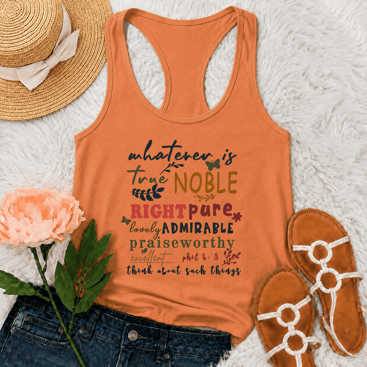 Christianartworkshop Buntes, handbeschriftetes Tanktop „Whatever Is True“ mit edler Racerback-Rückenlehne - Orange - 2XL - image 27