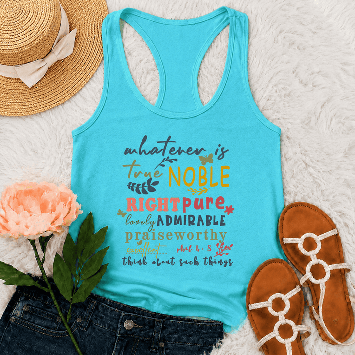 Christianartworkshop Buntes, handbeschriftetes Tanktop „Whatever Is True“ mit edler Racerback-Rückenlehne - Minze - 2XL - image 9