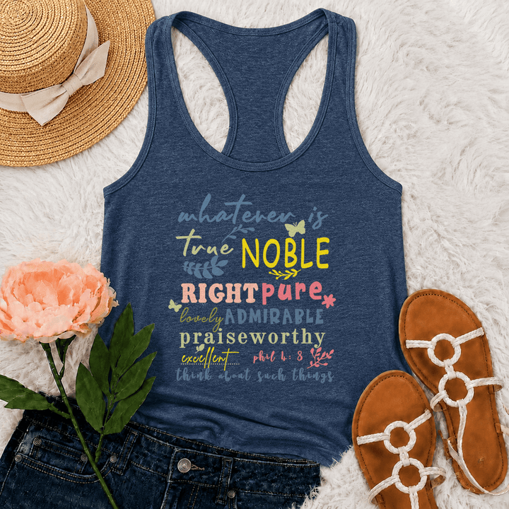 Christianartworkshop Buntes, handbeschriftetes Tanktop „Whatever Is True“ mit edler Racerback-Rückenlehne - Marineblau - 2XL - image 12