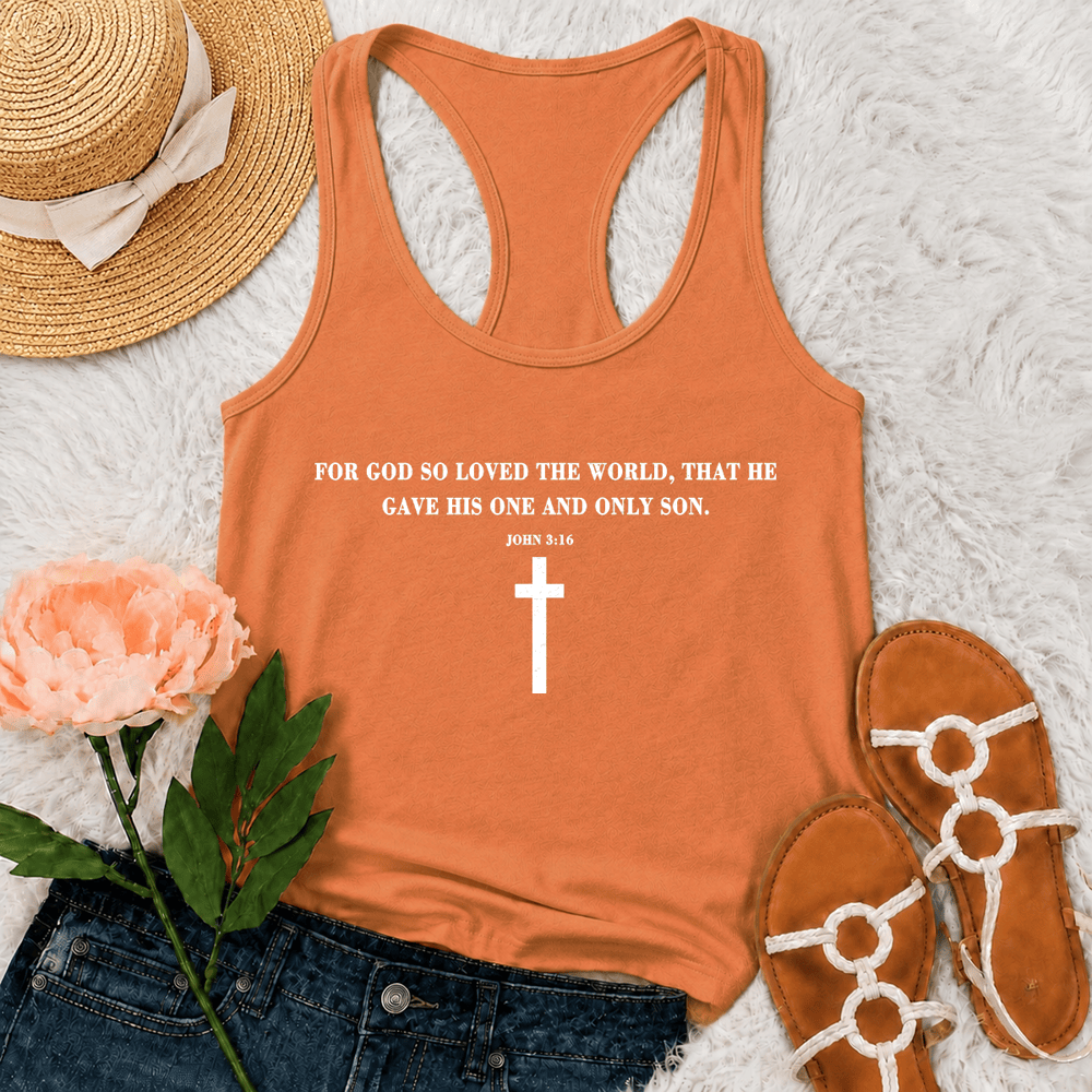Christianartworkshop Johannes 3,16 Denn so sehr hat Gott die Welt geliebt Racerback Tanktop - Orange - 2XL - image 27