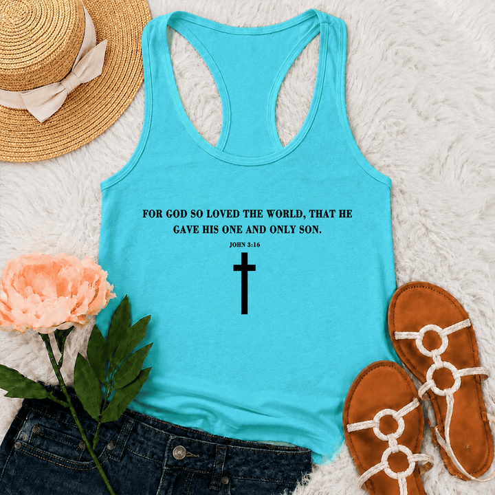 Christianartworkshop Johannes 3,16 Denn so sehr hat Gott die Welt geliebt Racerback Tanktop - Minze - 2XL - image 12