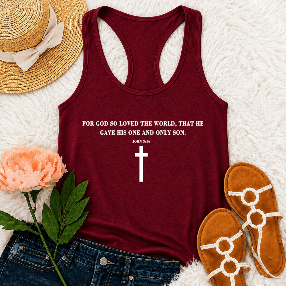 Christianartworkshop Johannes 3,16 Denn so sehr hat Gott die Welt geliebt Racerback Tanktop - Wein - 2XL - image 24