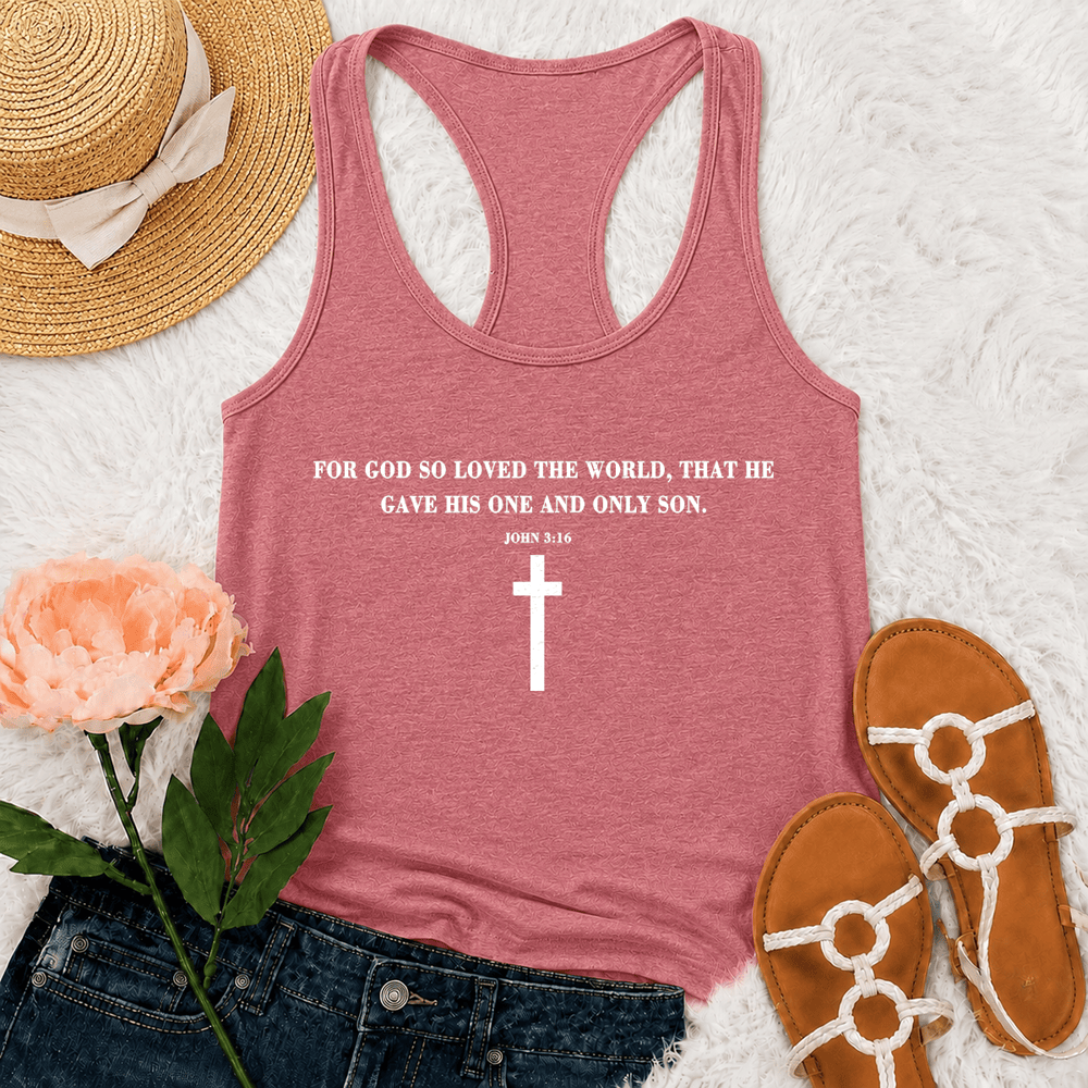 Christianartworkshop Johannes 3,16 Denn so sehr hat Gott die Welt geliebt Racerback Tanktop - Rosa - 2XL - image 21
