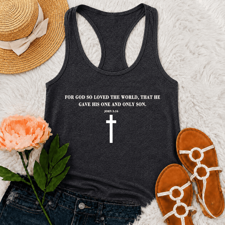 Christianartworkshop Johannes 3,16 Denn so sehr hat Gott die Welt geliebt Racerback Tanktop - Grau - 2XL - image 9