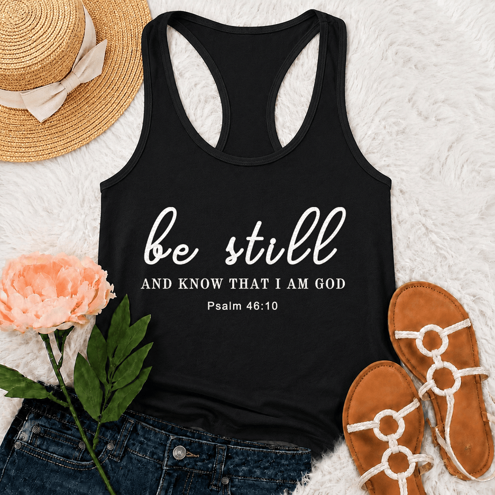 Christianartworkshop Be Still And Know That I Am God Racerback Tank Top - Schwarz - 2XL - image 3