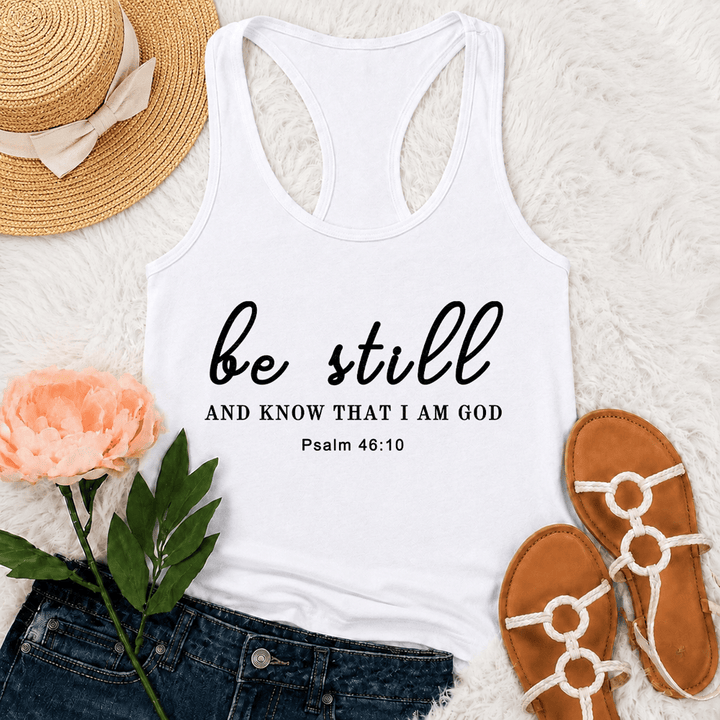 Christianartworkshop Sei still und erkenne, dass ich Gott bin – Racerback-Tanktop - Weiß - 2XL - image 6