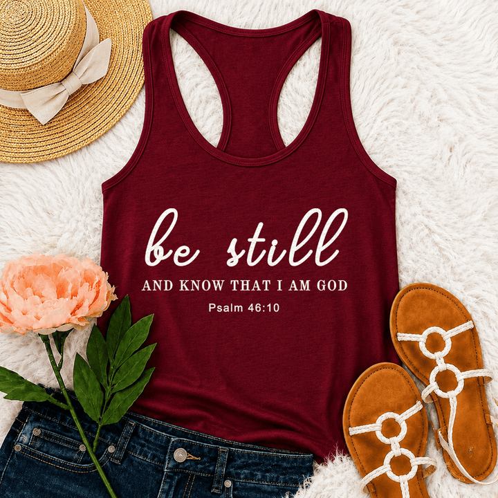 Christianartworkshop Be Still And Know That I Am God Racerback Tank Top - Wein - 2XL - image 24
