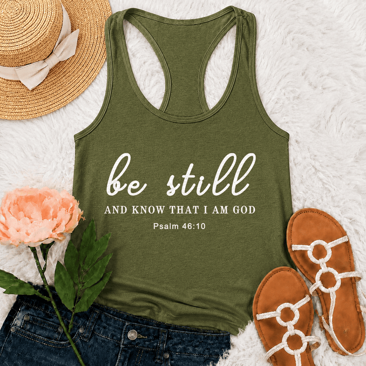 Christianartworkshop Be Still And Know That I Am God Racerback Tank Top - Armeegrün - 2XL - image 18