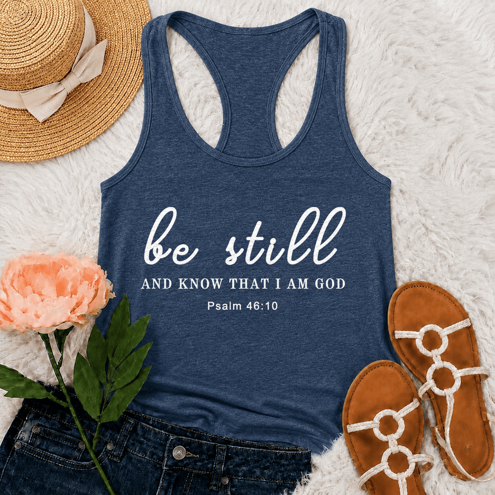 Christianartworkshop Be Still And Know That I Am God Racerback Tank Top - Marineblau - 2XL - image 0
