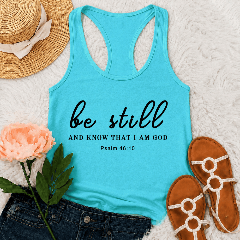Christianartworkshop Be Still And Know That I Am God Racerback Tank Top - Minze - 2XL - image 12