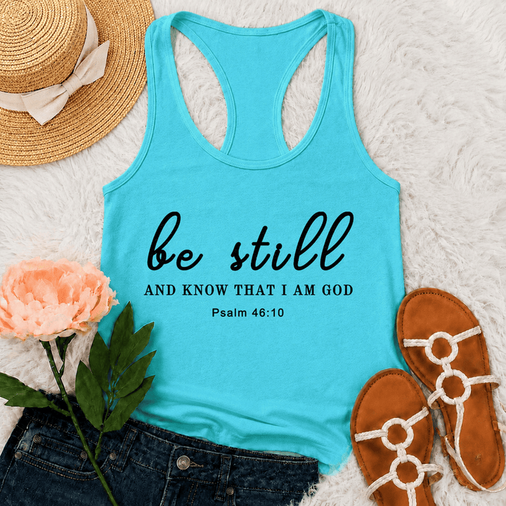 Christianartworkshop Be Still And Know That I Am God Racerback Tank Top - Minze - 2XL - image 12
