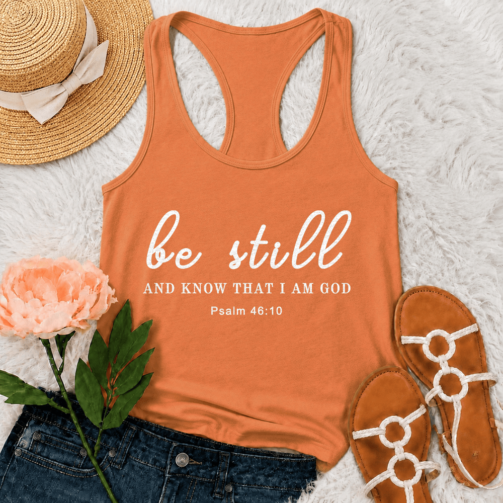 Christianartworkshop Sei still und erkenne, dass ich Gott bin – Racerback-Tanktop - Orange - 2XL - image 27