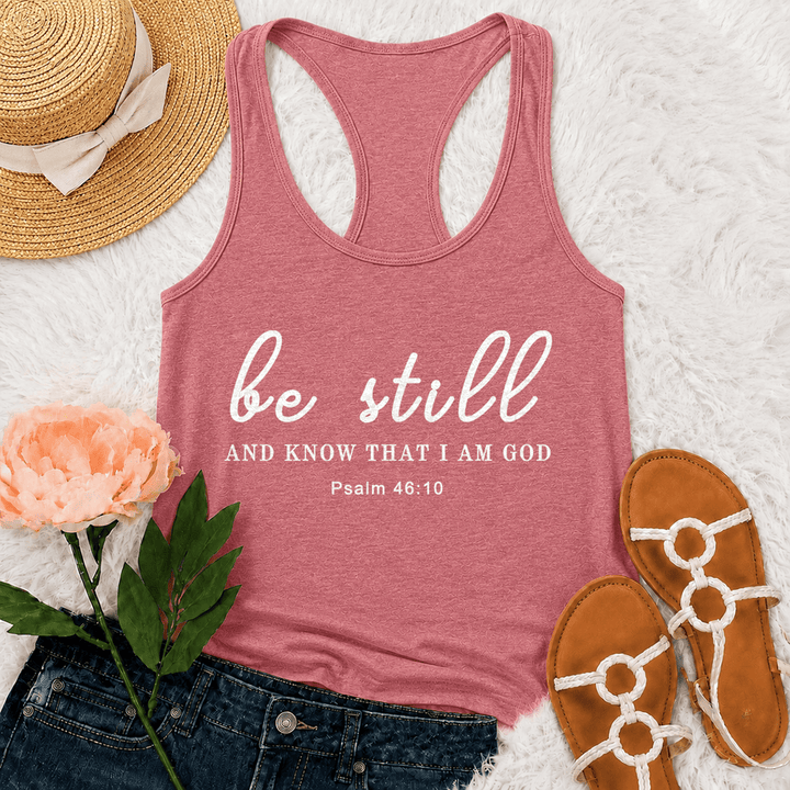 Christianartworkshop Be Still And Know That I Am God Racerback Tank Top - Rosa - 2XL - image 21