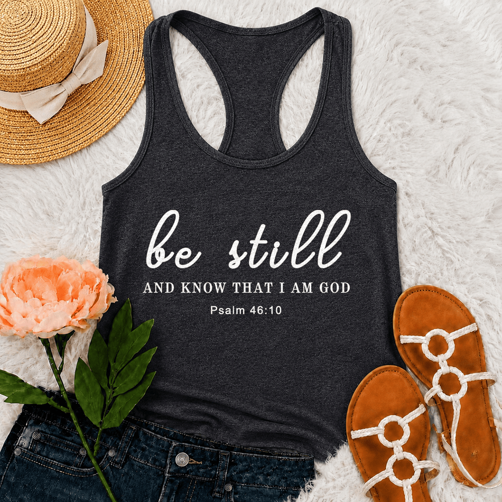 Christianartworkshop Be Still And Know That I Am God Racerback Tank Top - Grau - 2XL - image 9