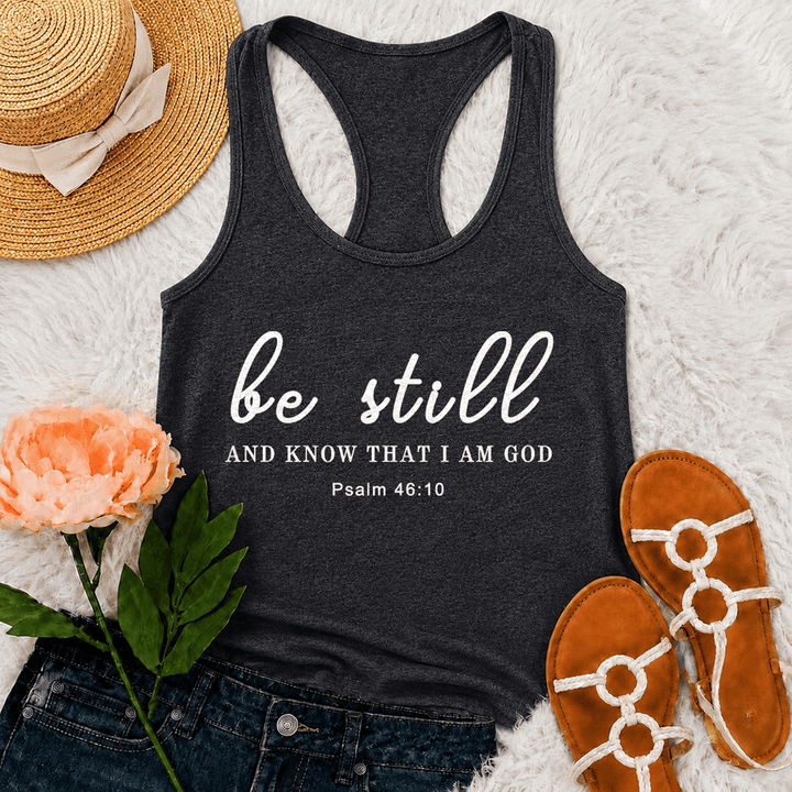 Christianartworkshop Be Still And Know That I Am God Racerback Tank Top - Grau - 2XL - image 9