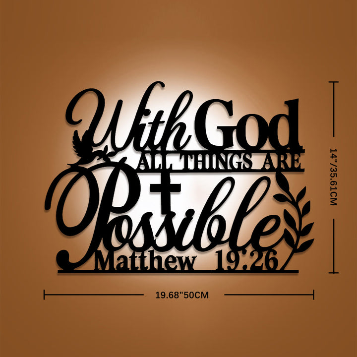 Christianartworkshop Wanddeko aus Metall mit gekreuzter Taube und Weinrebe: Symbol grenzenloser, hoffnungsvoller Gnade – „Mit Gott ist alles möglich“. - 14"*19,68"*0,06"/35,61*50cm*0,15cm - image 7