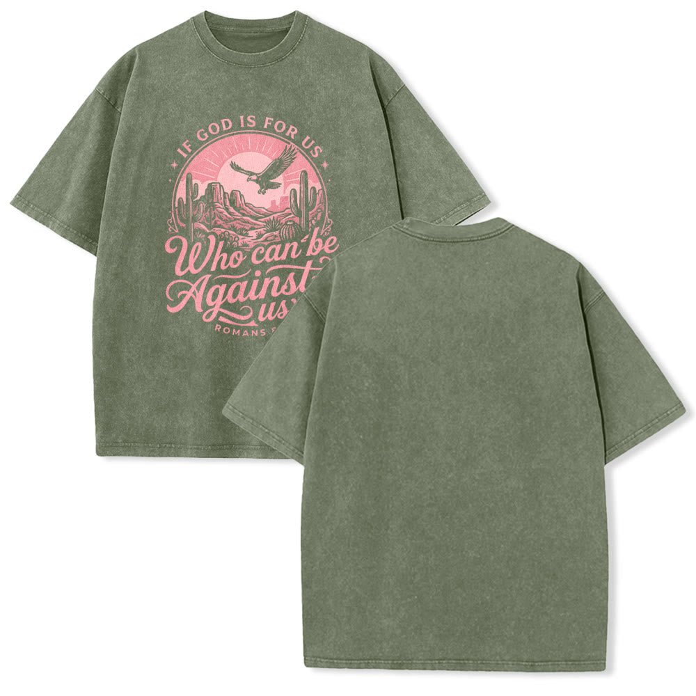 Christianartworkshop Wenn Gott für uns ist – Desert Eagle Cactus Römer 8,31 – Unisex-T-Shirt mit westlichem Glaubensmotiv - Armeegrün - 5XL - image 7