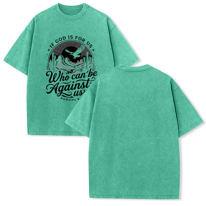Christianartworkshop Wenn Gott für uns ist – Desert Eagle Cactus Römer 8,31 – Unisex-T-Shirt mit westlichem Glaubensmotiv - Grün - 5XL - image 10