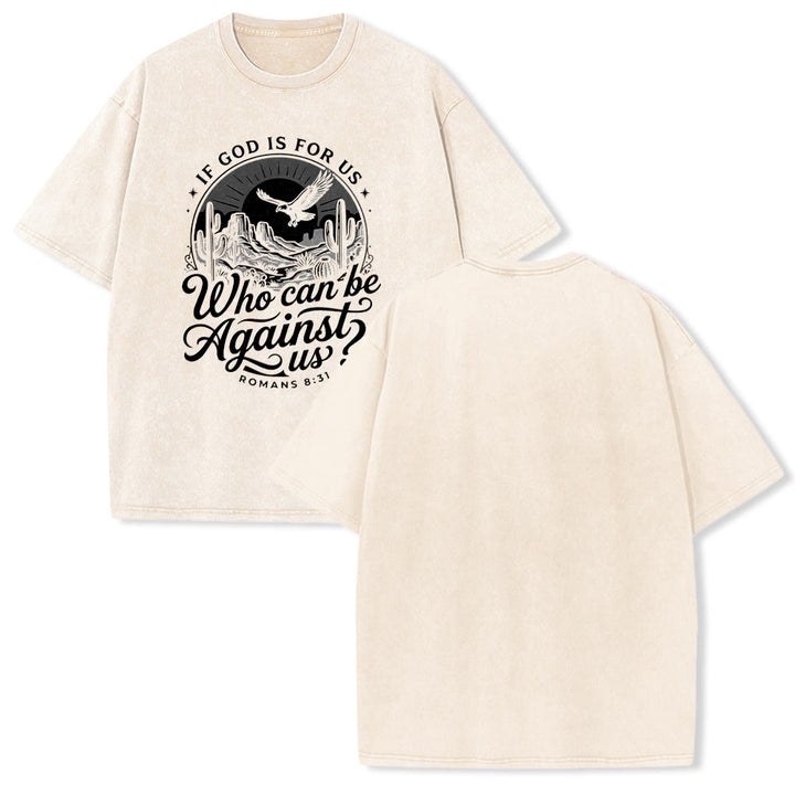 Christianartworkshop Wenn Gott für uns ist – Desert Eagle Cactus Römer 8,31 – Unisex-T-Shirt mit westlichem Glaubensmotiv - Beige - 5XL - image 16