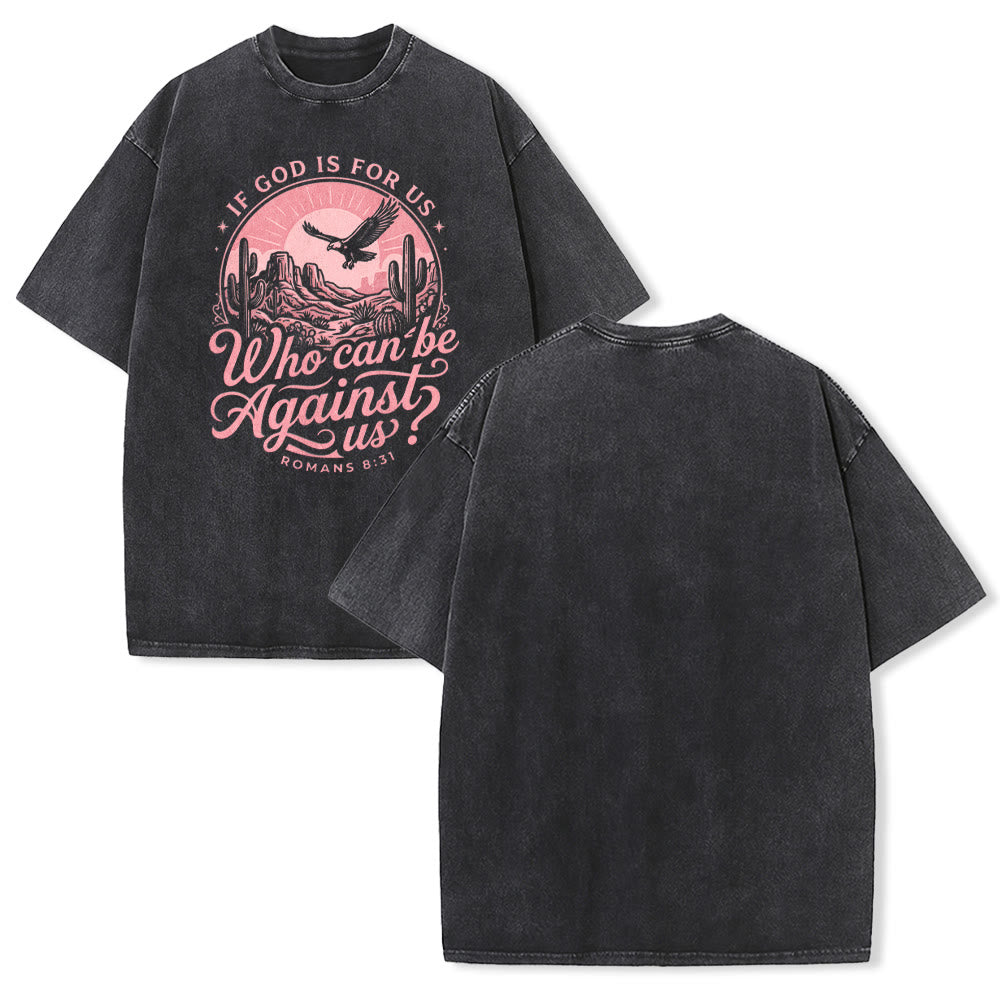 Christianartworkshop Wenn Gott für uns ist – Desert Eagle Cactus Römer 8,31 – Unisex-T-Shirt mit westlichem Glaubensmotiv - Schwarz - 5XL - image 4