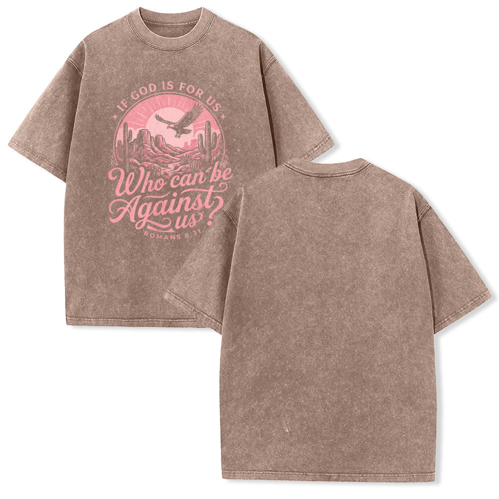 Christianartworkshop Wenn Gott für uns ist – Desert Eagle Cactus Römer 8,31 – Unisex-T-Shirt mit westlichem Glaubensmotiv - Braun - 5XL - image 13