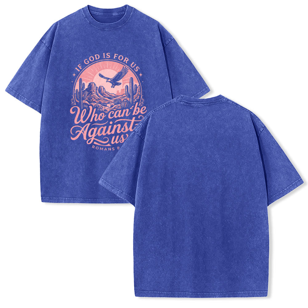 Christianartworkshop Wenn Gott für uns ist – Desert Eagle Cactus Römer 8,31 – Unisex-T-Shirt mit westlichem Glaubensmotiv - Blau - 5XL - image 25