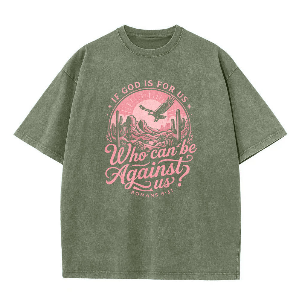 Christianartworkshop Wenn Gott für uns ist – Desert Eagle Cactus Römer 8,31 – Unisex-T-Shirt mit westlichem Glaubensmotiv - image 8